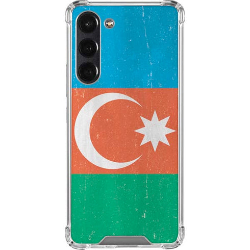 Azerbaijan Flag Distressed Galaxy S24 FE Clear Case